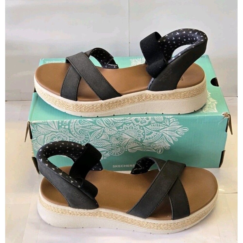 Skechers BOBS Sun Ray Slip-Ins Women's Sandals Black Platform Size 8.5